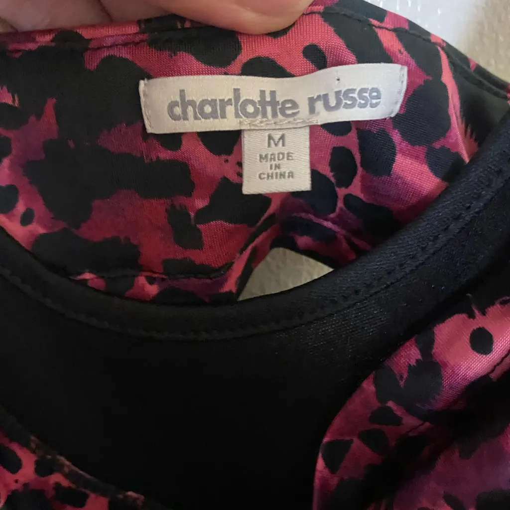 Charlotte Russe Womens Mini Tank Dress M Medium 36” Pink Leopard Open Back - Image 5