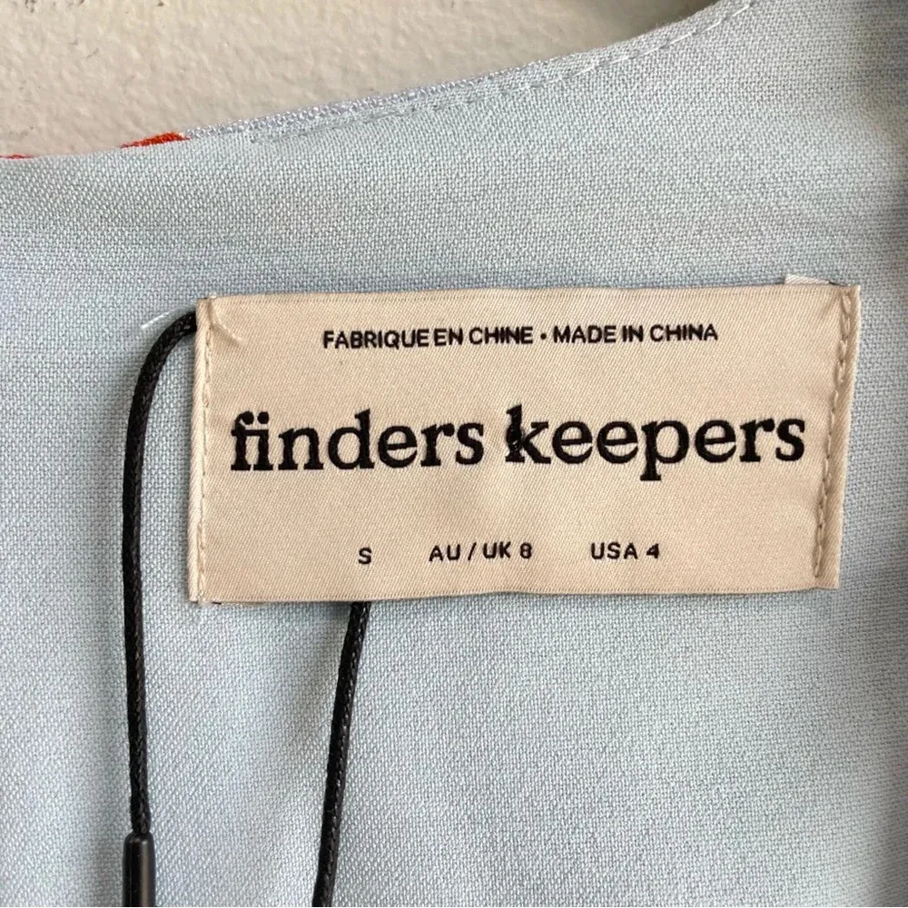 Finders Keepers Calypso Light Blue Fruit Print Puff Sleeve Mini Dress NWT Small - Image 12