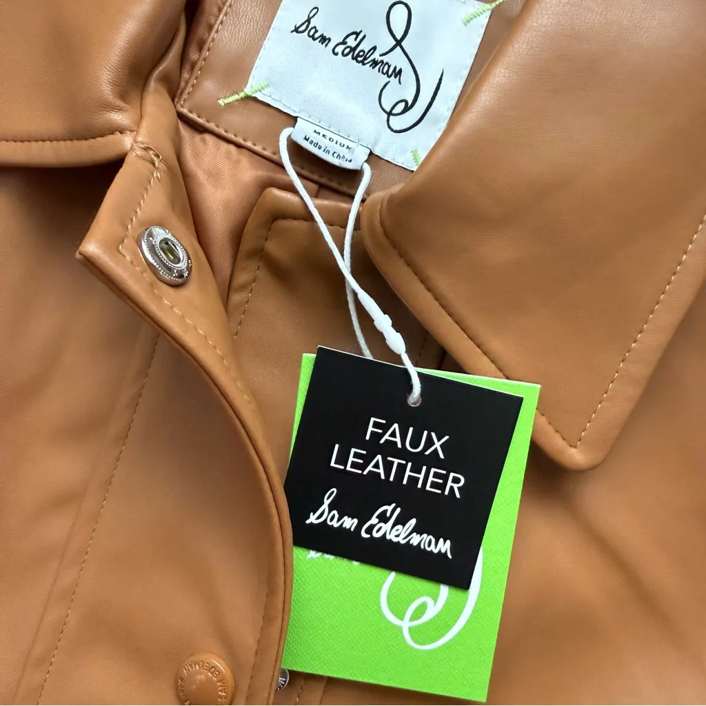 New Sam Edelman women’s faux leather brown jacket medium - Image 7