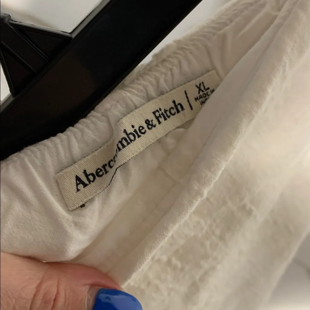 ABERCROMBIE AND FITCH WOMENS WHITE LINEN BLEND TEXTURED MINI SKORT SKIRT XL - Image 5