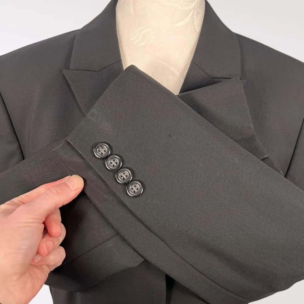 Y2K Classiques Entier Black Wool Blend Blazer Womens Size 6 - Image 8