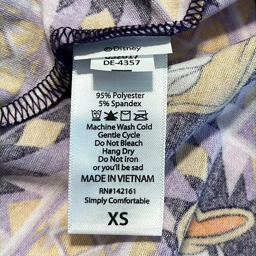 Disney LuLaRoe Carly dress size XS Donald Duck purple gold starburst geometric - Image 8