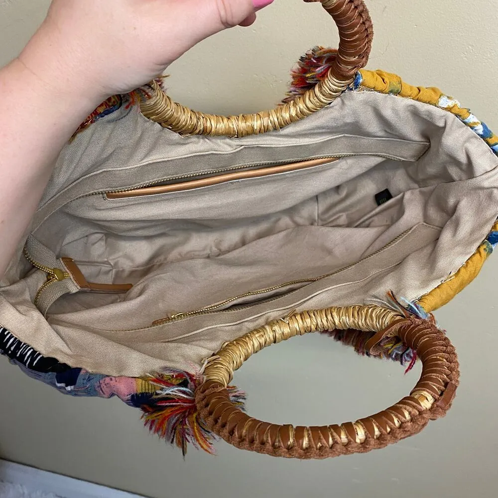 Sam Edelman Adira Aztek Multi Straw Cloth Fabric Tote Bag - Image 3