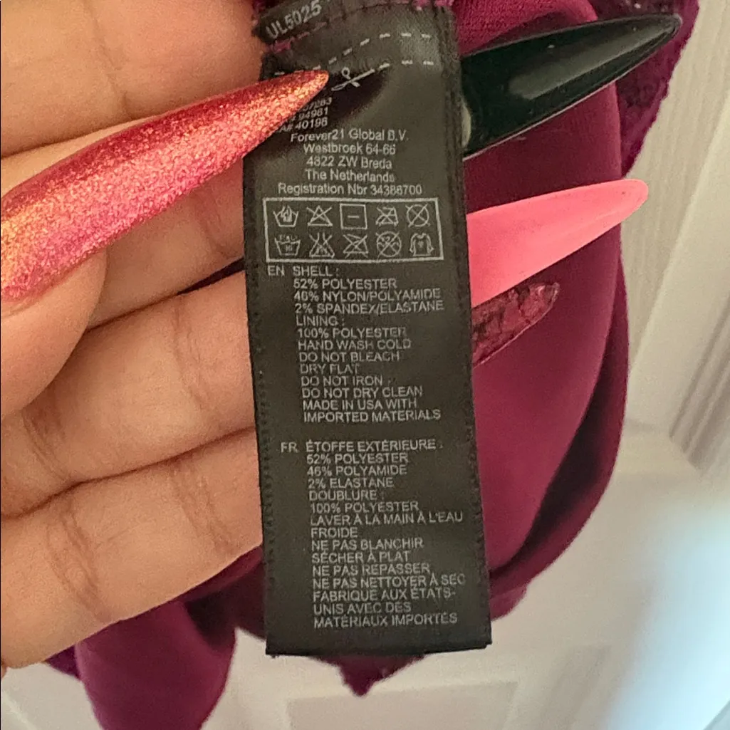 Forever21 Burgundy Lace Floral Dress - Image 5