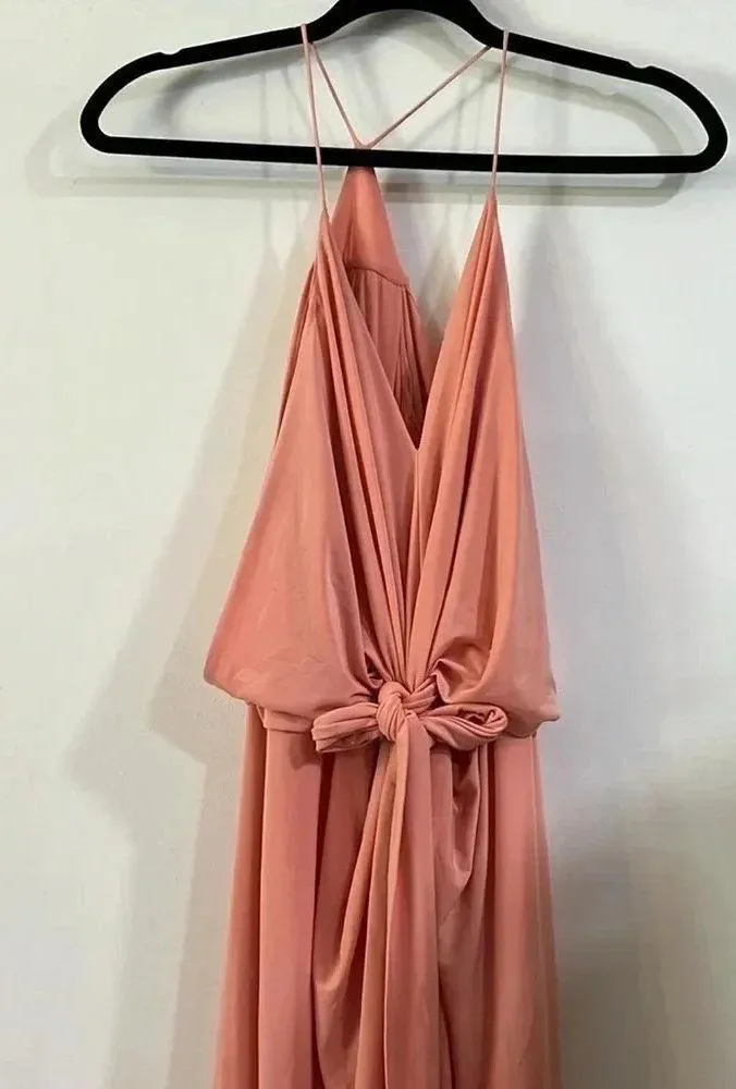 Misa LA Domino Tie Front Maxi Dress Blush Pink Wedding Party Cocktail Reception - Image 4