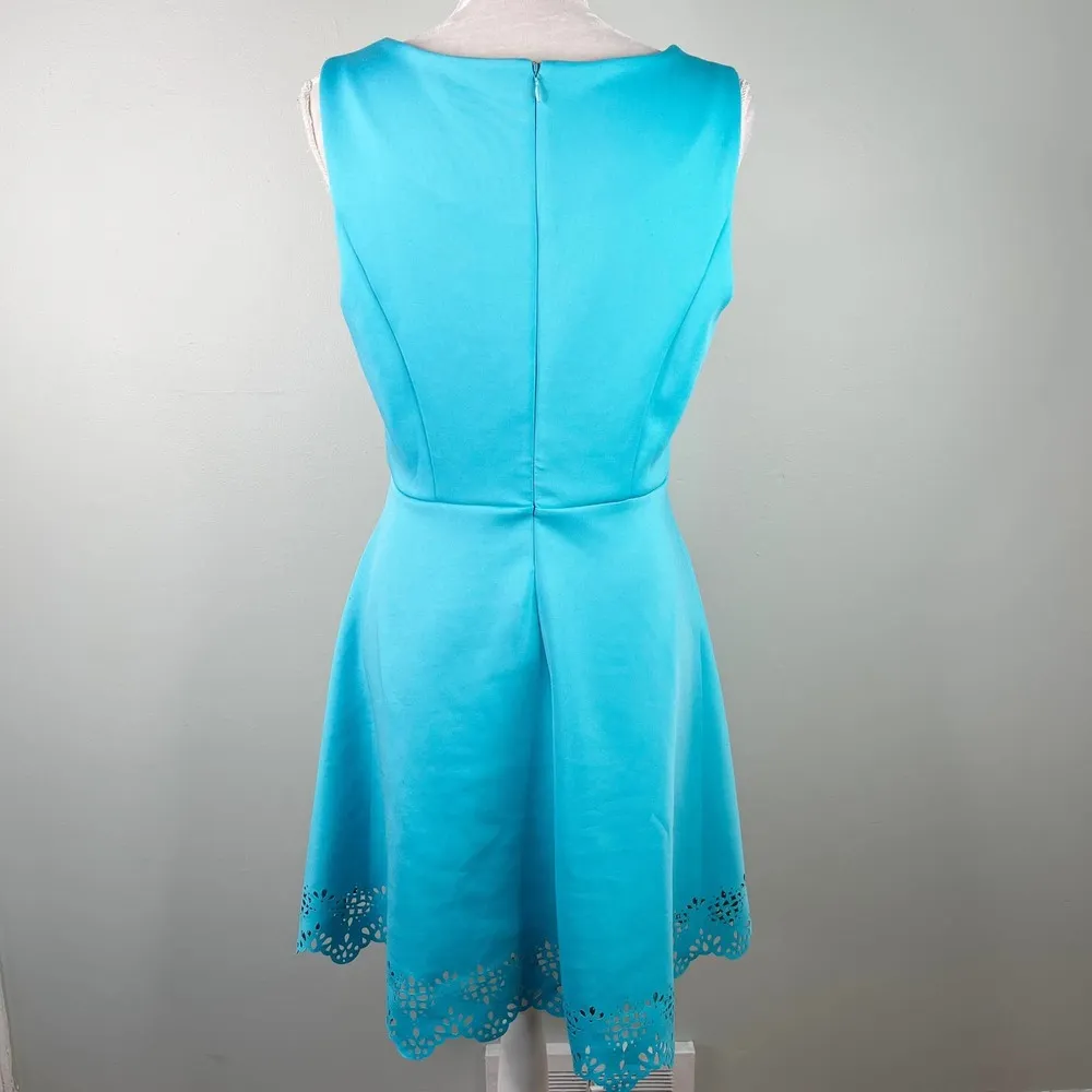 Cynthia Rowley Dress 10 Turquoise Pockets Sleeveless Stretch Cutouts A-Line - Image 99