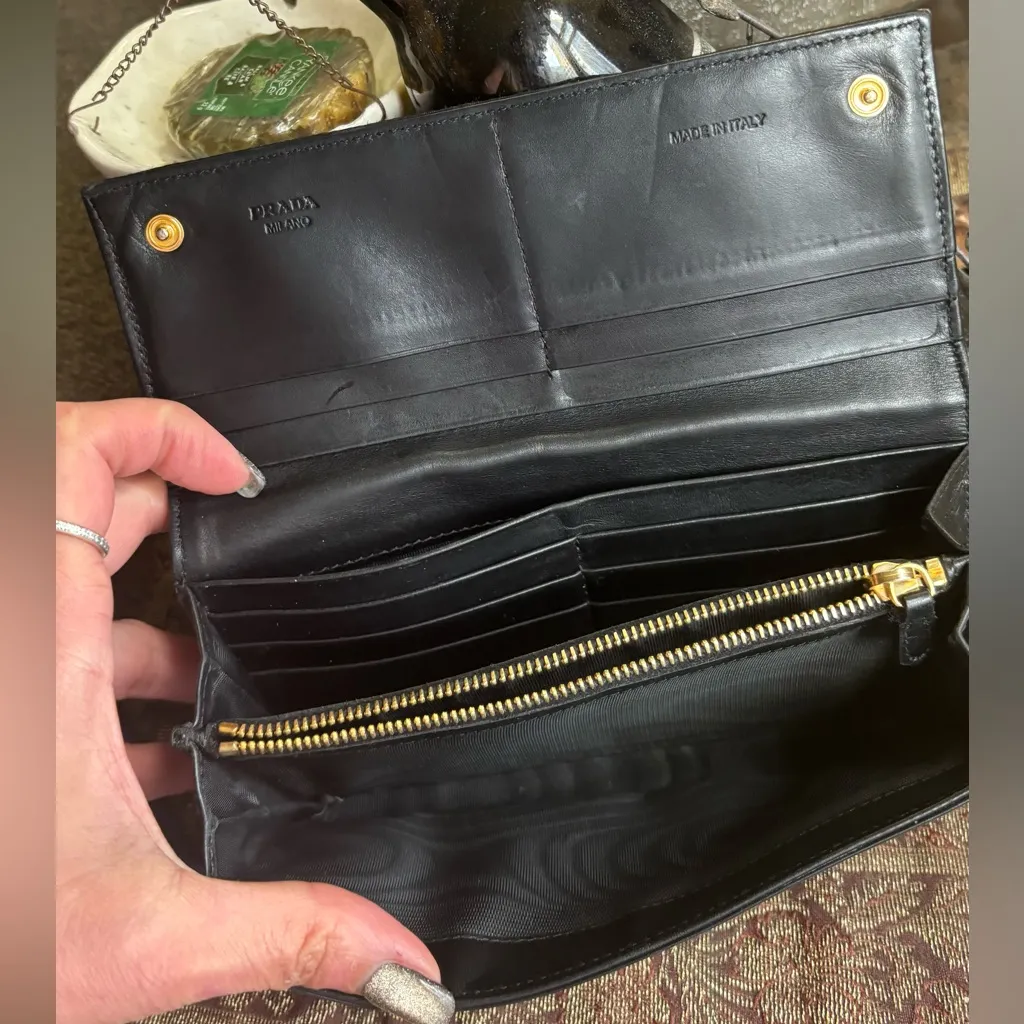 RARE🔥AUTHENTIC PRADA NYLON Logo Satchel/Shoulder/ Nylon/leather wallet - Image 13