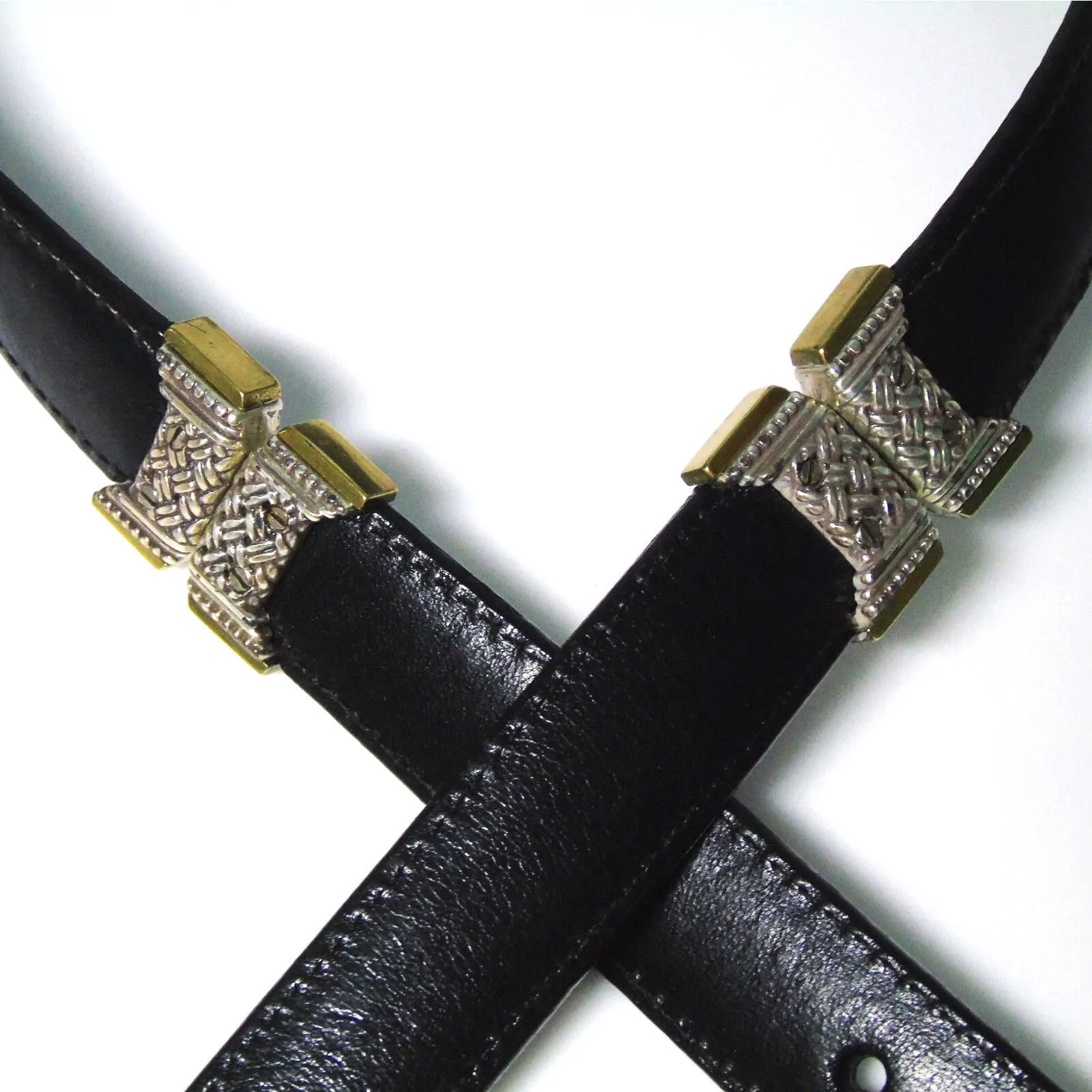 Brighton Ladies Leather Belt Silver Buckle 28" Reversible Brown Croc & Black - Image 4