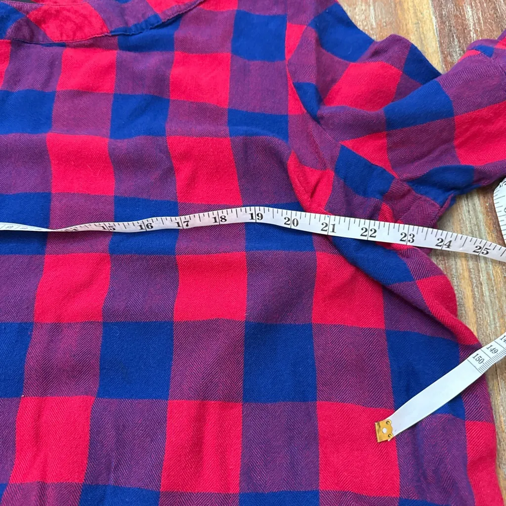 MAX JEANS Red Blue Buffalo Plaid Blouse Bell Sleeve 3X Plus Women - Image 8