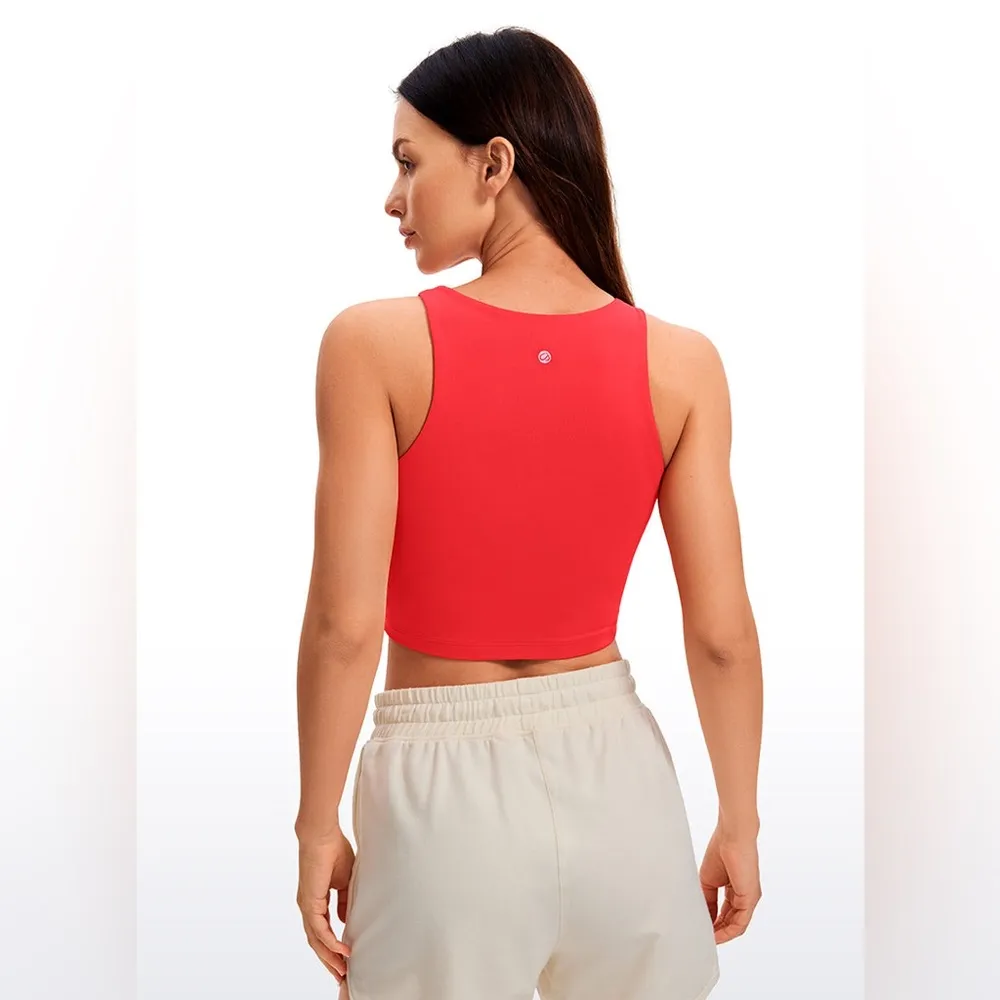 Tight Fit Butterluxe Racerback Tank Top w/ Built-In Bra in Deep Red - Image 2