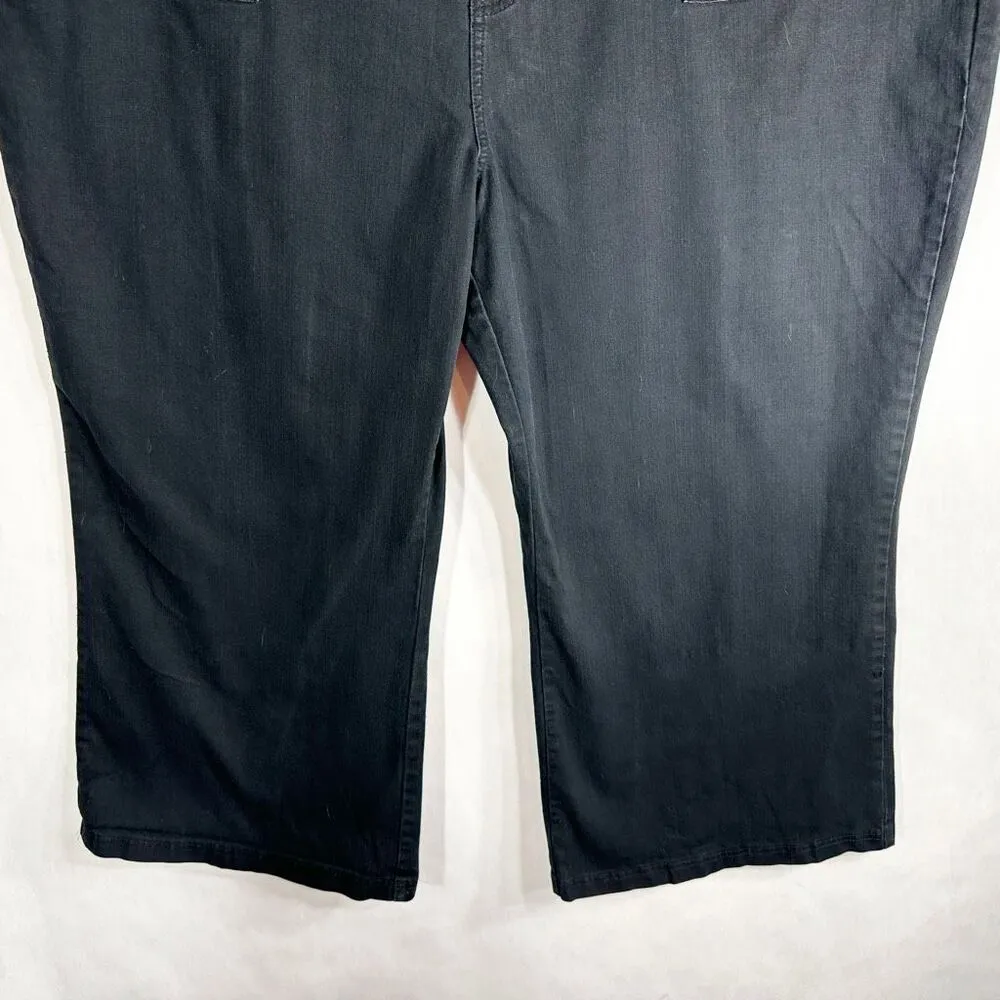 Zana Di Plus Size 30 Jeans Black Wide Leg Flare High Rise Short Inseam Denim 406 - Image 3