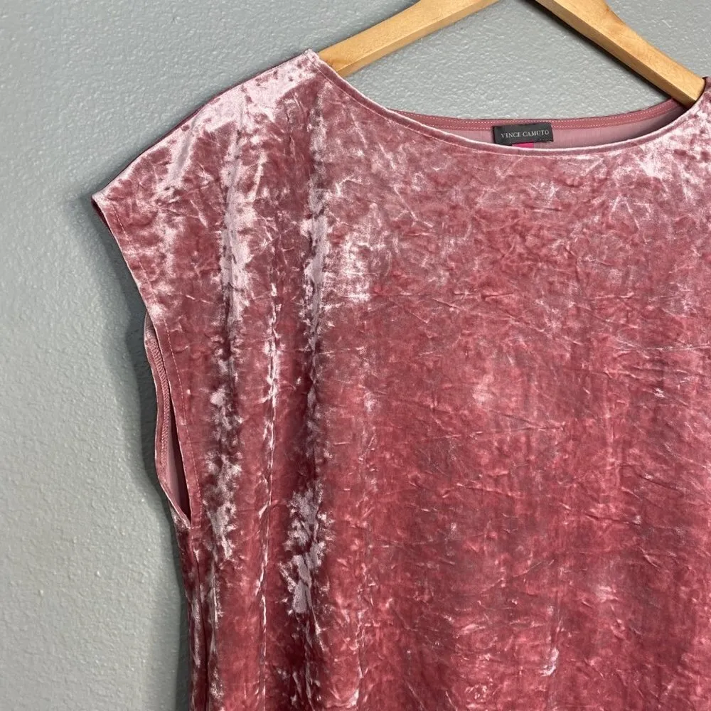 Vince Camuto Pink Crushed‎ Velvet Drop Shoulder Tee Blouse Medium - Image 4