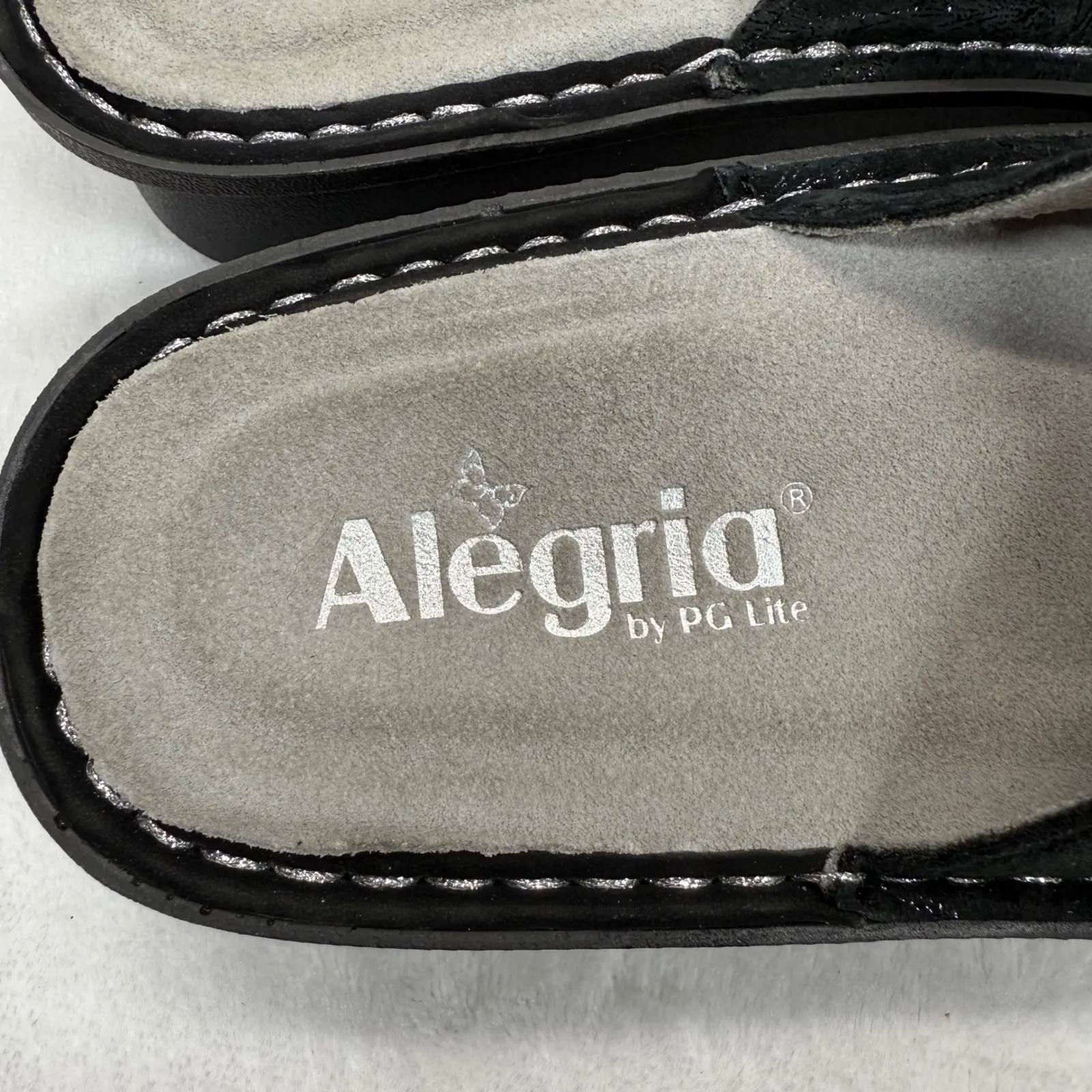 Alegria Leather Julee Vinely Sandals Black Slides‎ Black Floral Size 36 US 6 - Image 5