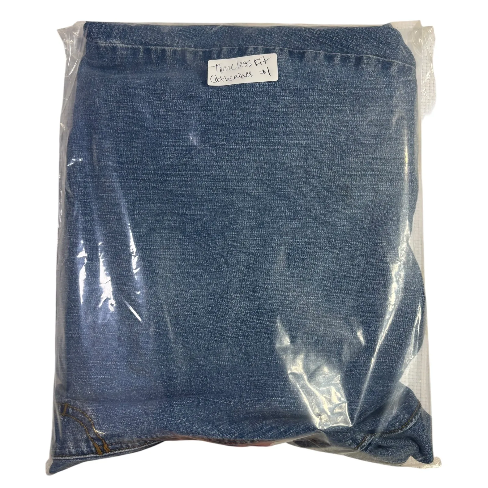 Catherines Timeless Fit Petite 3XWP Blue Denim Elastic Waist Straight Leg Jeans - Image 7