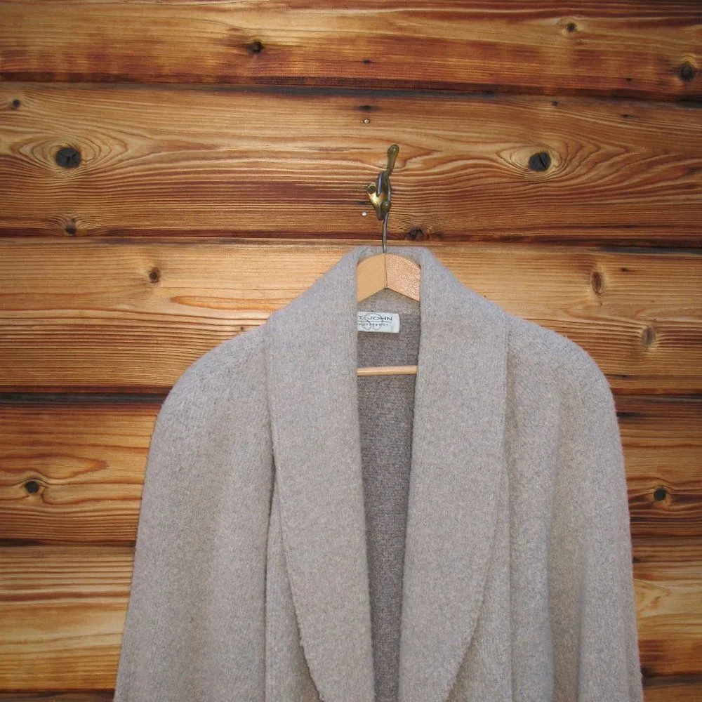 St. John Beige Wool Blend Textured Knit Cardigan Jacket - Image 4