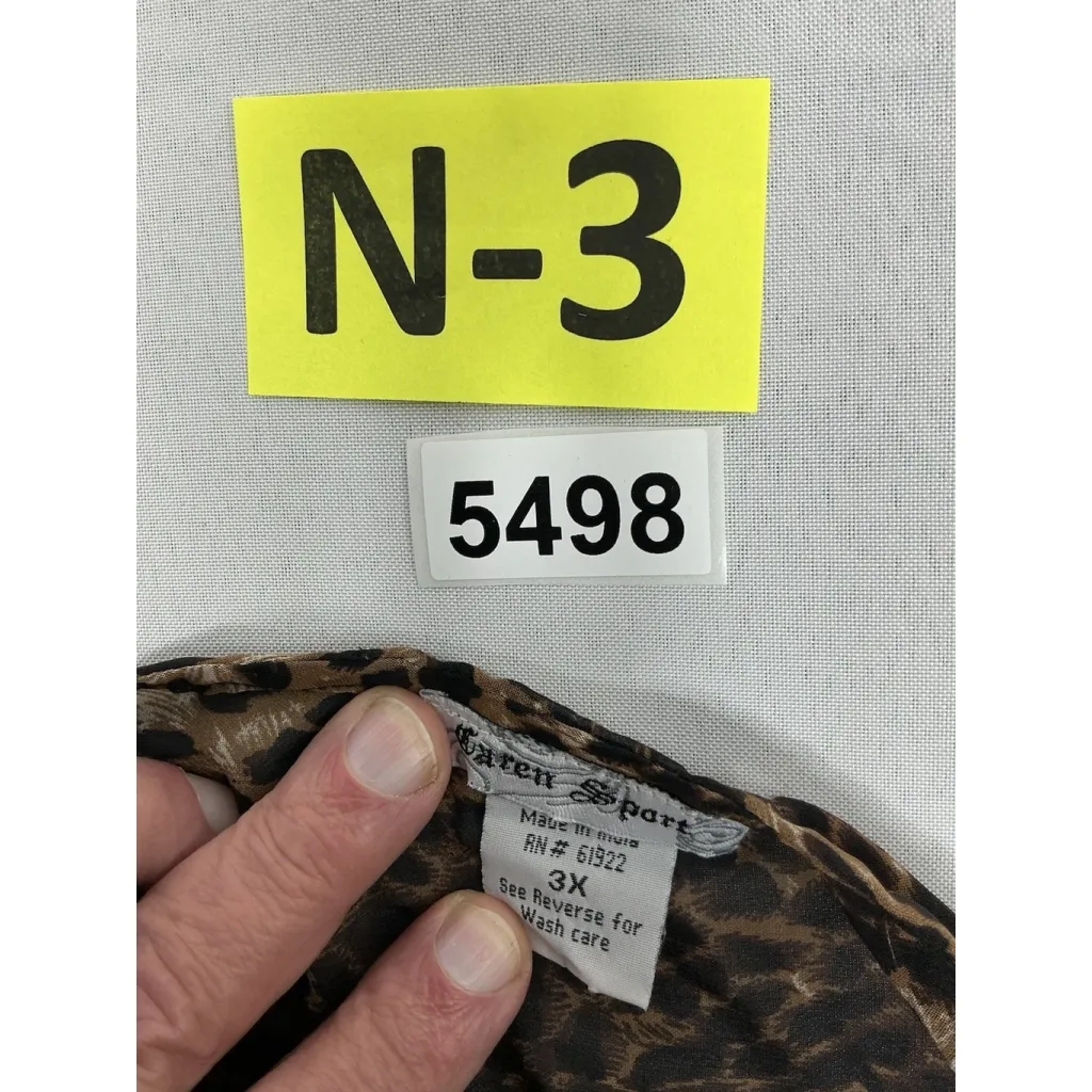Womans Caren Sport Sheerpullover Blouse 3XL Animal Print Adjustible Sleeve Brown Size 3X - Image 3