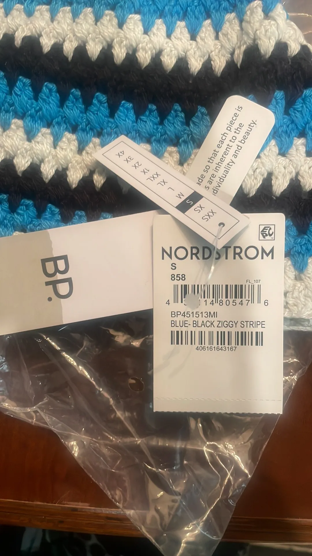 NWT Blue/Black Ziggy Stripe  Crocheted Halter Top - Image 8