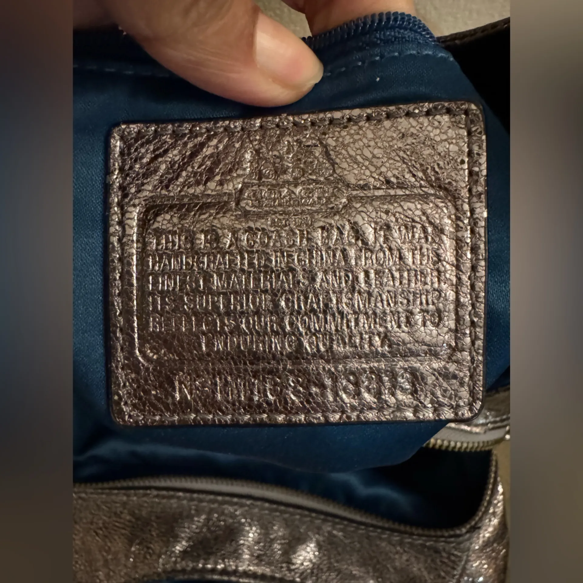 Coach Madison Maggie Metallic Gunmetal Leather Hobo Bag Excellent Vintage Y2K - Image 6