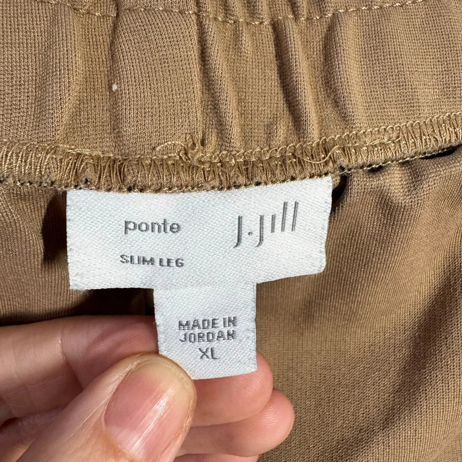 J.Jill Ponte Slim Leg Pant Women XL Tan Nylon Blend Minimal Modest Casual Career - Image 5