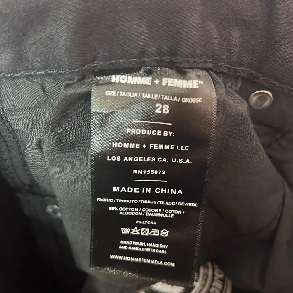 Homme + Femme Glitter Side Skinny Distressed Jeans Black. Size 28 Black - Image 10