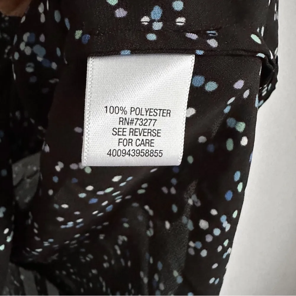 Elle Blue Speckle Dot Print Flowy Chiffon Office Casual Popover Blouse sz XS - Image 5