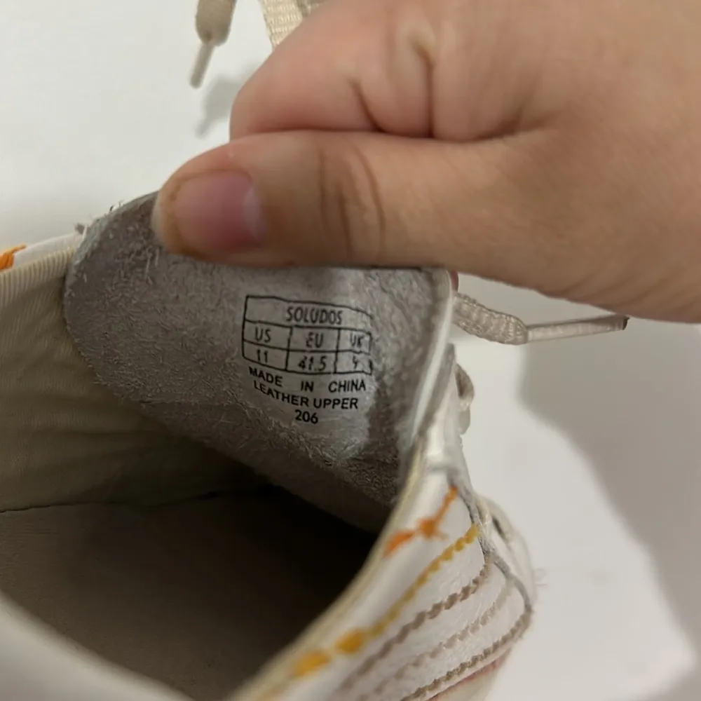 Soludos Retro Stripe White Leather Sneakers Women Size 11 Lace Up Shoes - Image 9