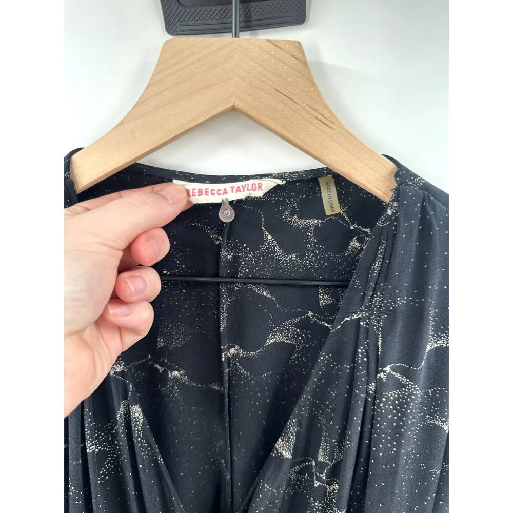 Rebecca Taylor Aristotle Print Faux Wrap Silk Dress Size 0 - Image 6