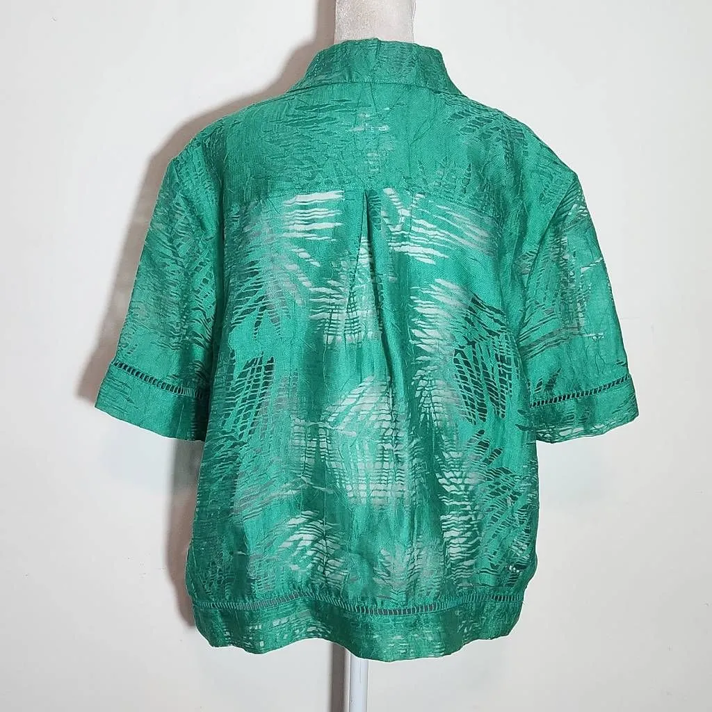 Ruby Rd. Jade Green Button Down Shirt Size 18 Sheer Green Blouse - Image 6