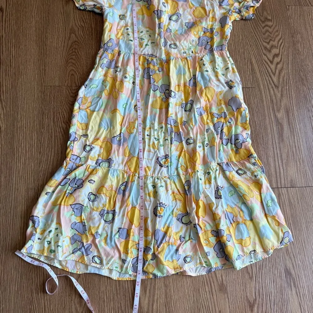 LOFT Floral Dress with Yellow and Green Accents Women's Size 8 P - Image 8