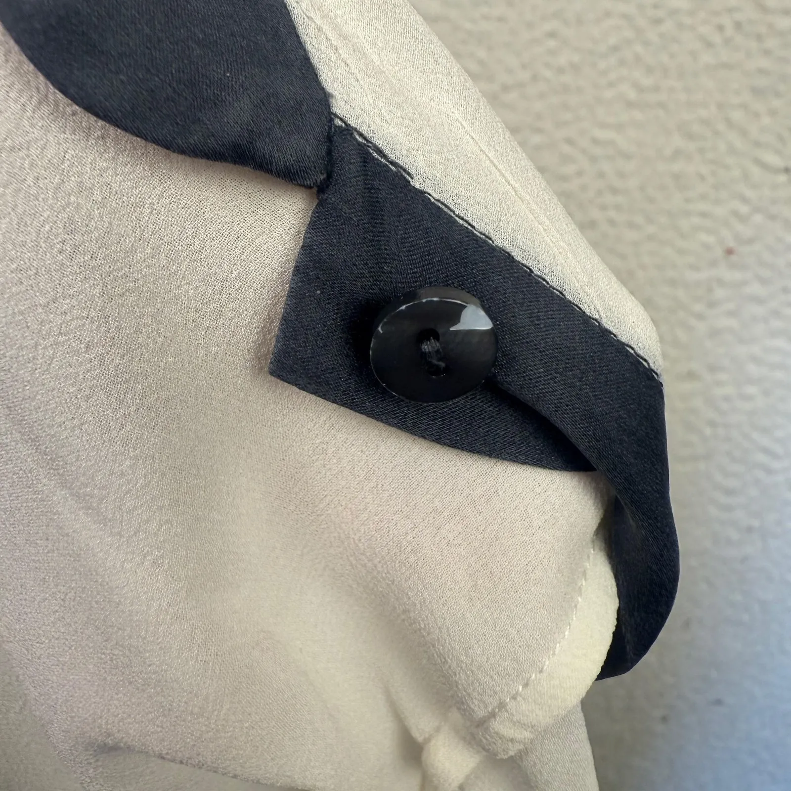 Eileen Fisher Blouse Tank Set Women PM White Black Silk Mandrian Collar Sheer - Image 11