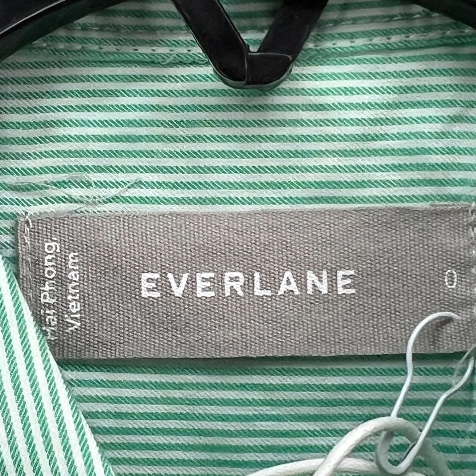 Everlane Shirt Womens XXS Green Button Down Cotton Striped Long Sleeve Classic - Image 12