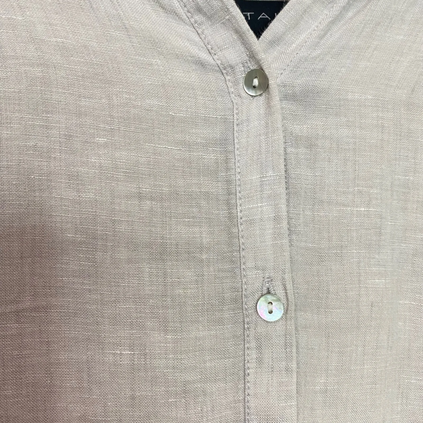 TAHARI 100% Linen Button Front Long Sleeve Tunic Shirt Womens Size L Lagenlook - Image 2