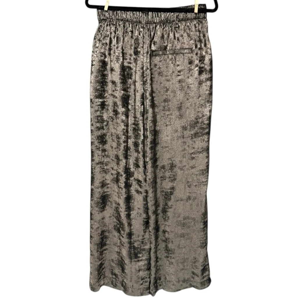 Free People Gray High Rise Velvet Pants Size Medium Metallic Gray Crushed Velvet - Image 5
