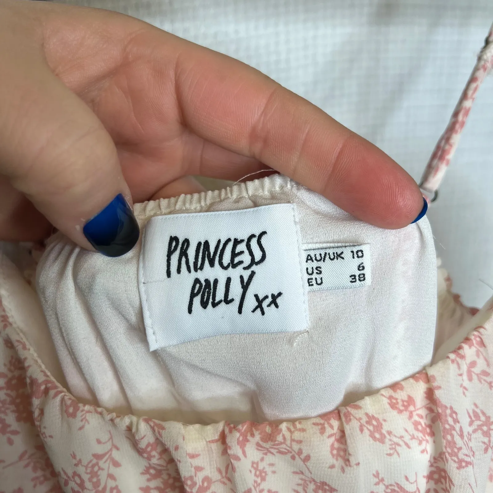 Princess Polly Ivy Hollow Pink Floral Ruched Mini Dress Spaghetti Straps Size 6 - Image 9