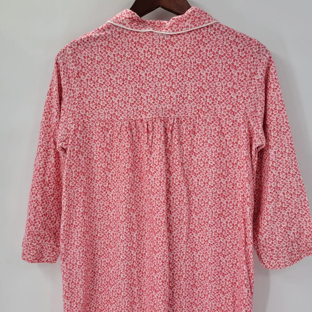 VTG Jodie Arden Womens Nightgown L Red Ditsy Floral Ruffle Hem Round Collar Size L - Image 5