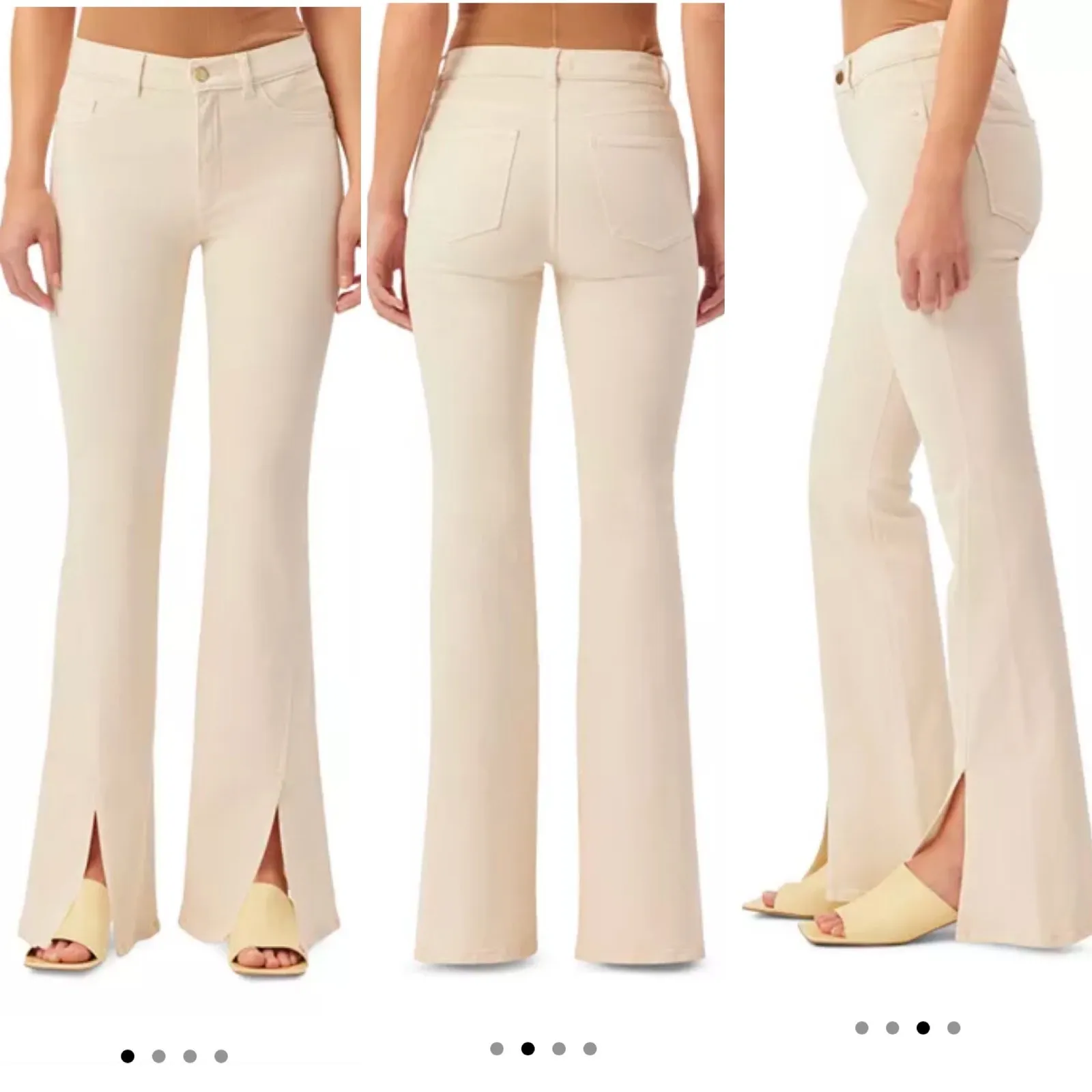 DL1961 Bridget Instasculpt High Rise Bootcut Jeans in Ecru Size 26 Hem Slits - Image 2