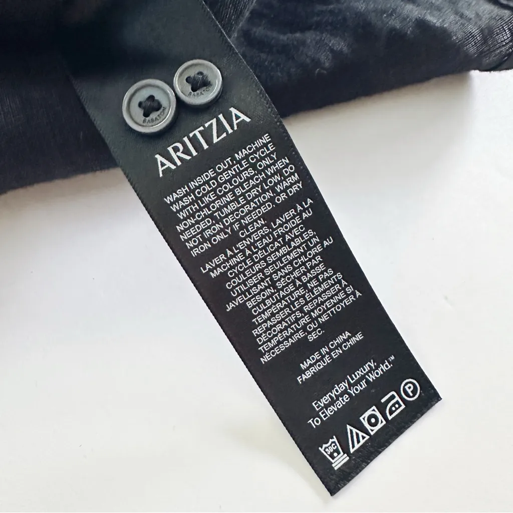 NEW Aritzia Babaton Button Up Utility Linen Shirt Black - Image 14