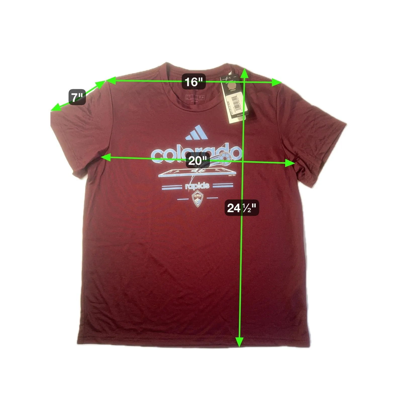 NEW Colorado Rapids MLS Adidas Pregame T-Shirt Womens Large Maroon Aeroready Tee - Image 5