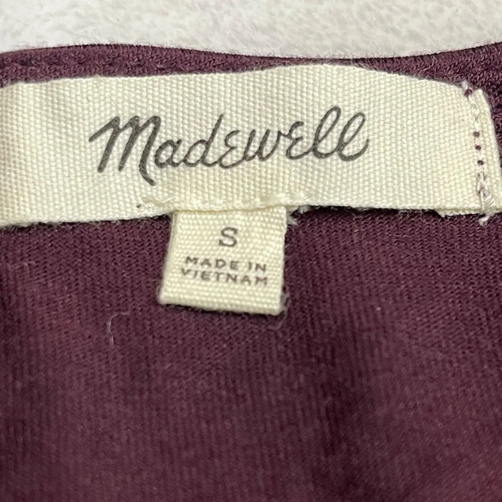 Madewell Short Sleeve Wrap Bodysuit Women's S‎ Burgundy 100% Lyocell V-Neck NEW - Image 5