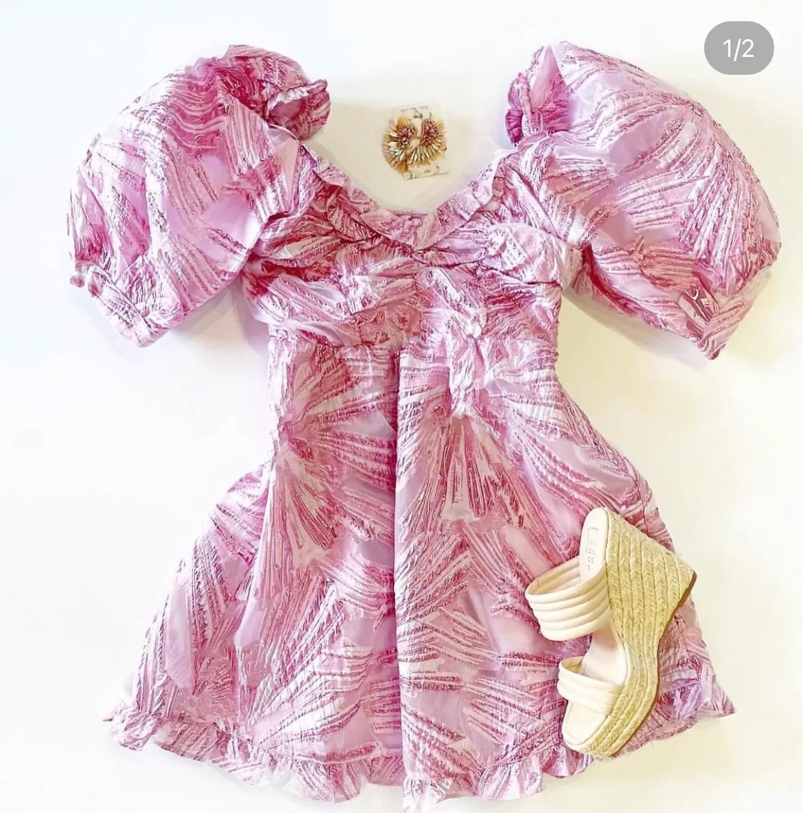 Puff Sleeve Mini Dress - Image 2