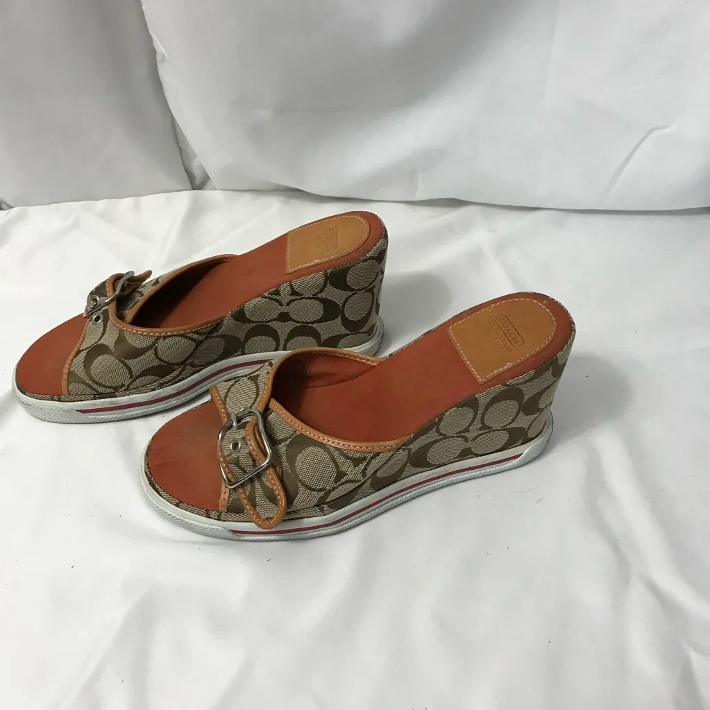 Coach Alyssa Women's Wedge Sandals in Brown Signature Canvas Size 8.5 EUC - Image 2