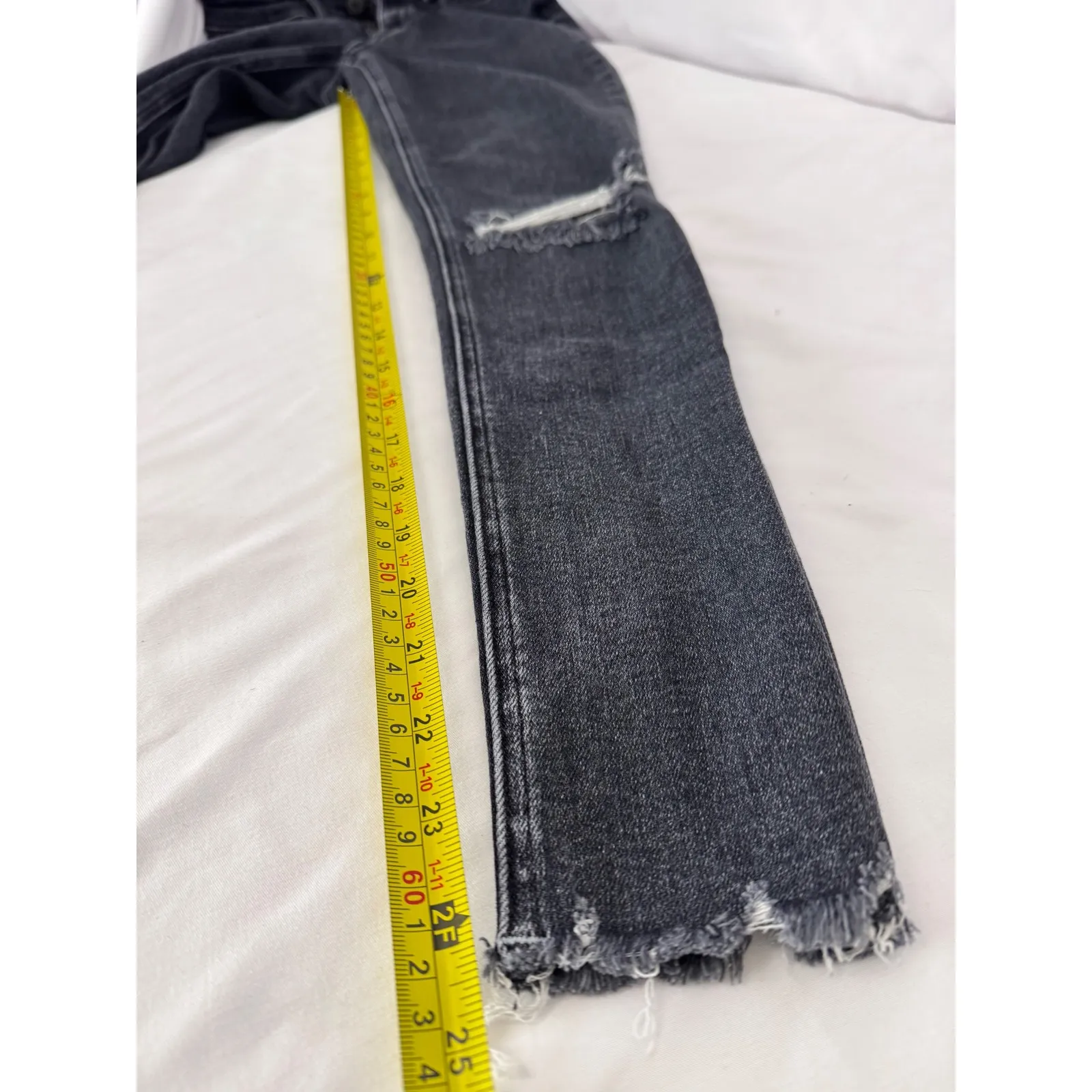 Rag & Bone Ripped Knee High Rise Skinny Jeans Distressed Black Wash Size 24‎ - Image 3