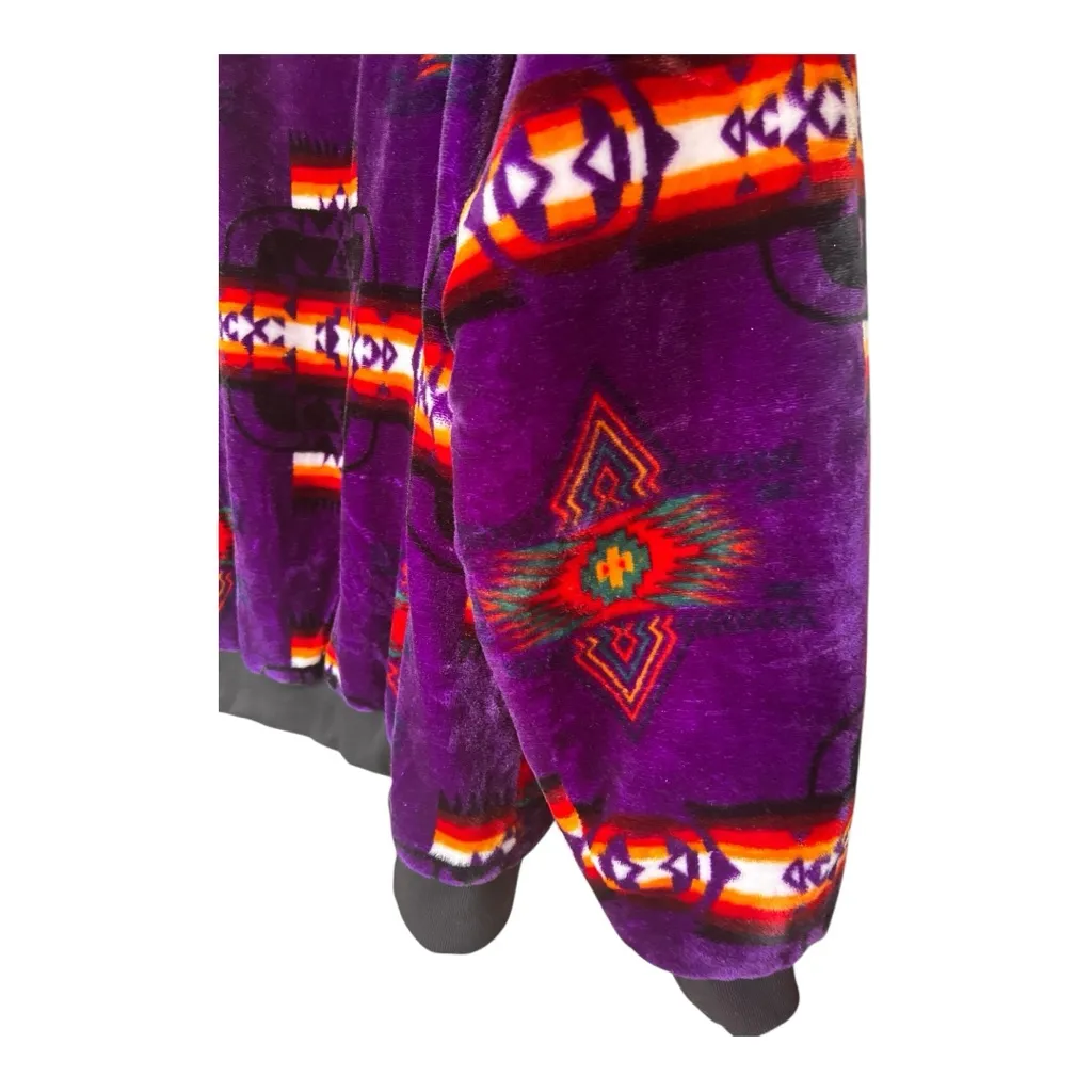 Aztec plush blanket zip up jacket purple SW print Size L/XL - Image 4