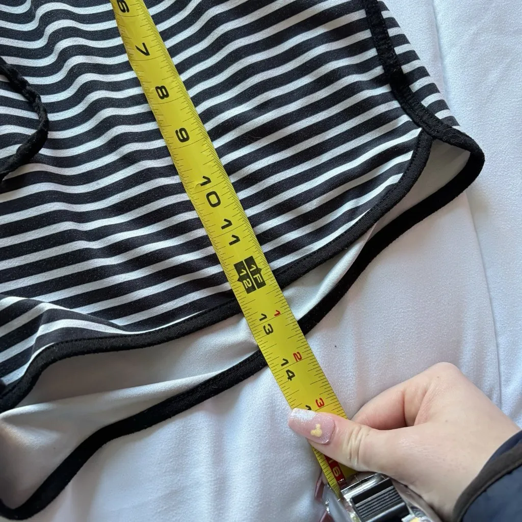 Jess Lea Shorts Womens Black White Striped Pockets Everyday Athletic Yoga Run Size L - Image 4