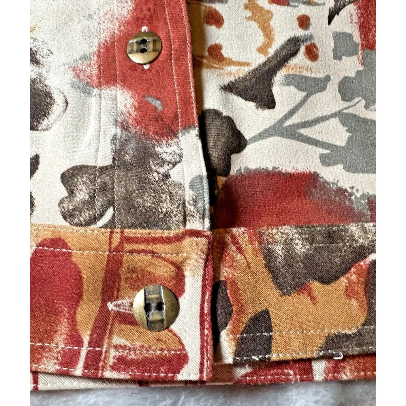 Christopher & Banks  Blazer‎ Womens Size Large Tan Multicolor Full Button Stretch - Image 7