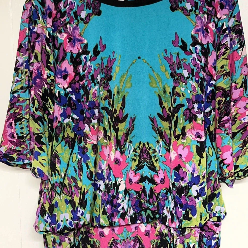 NWT Nicole Miller Floral dress SzL Called Mirrored Bloom. Sz L - Image 2