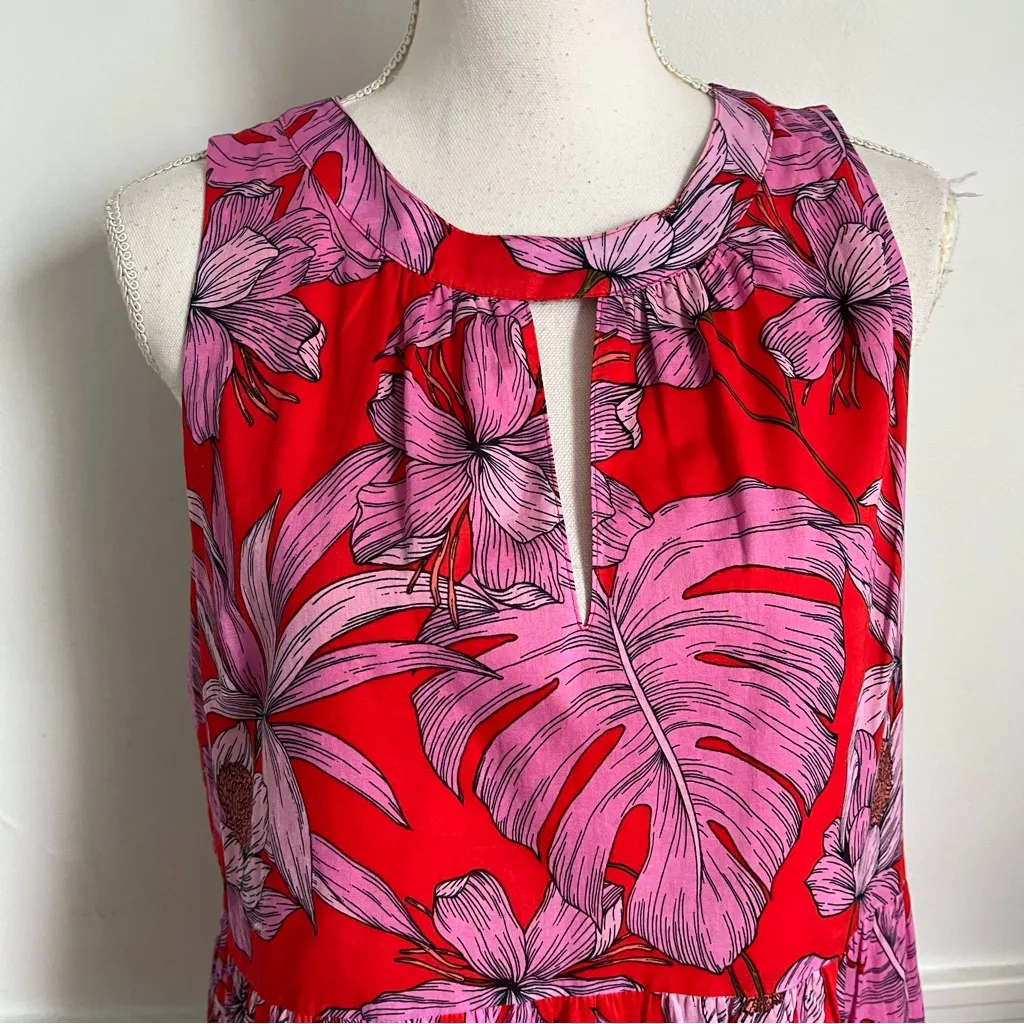 Tommy Hilfiger • Vibrant Red and Pink Floral Dress - Image 3
