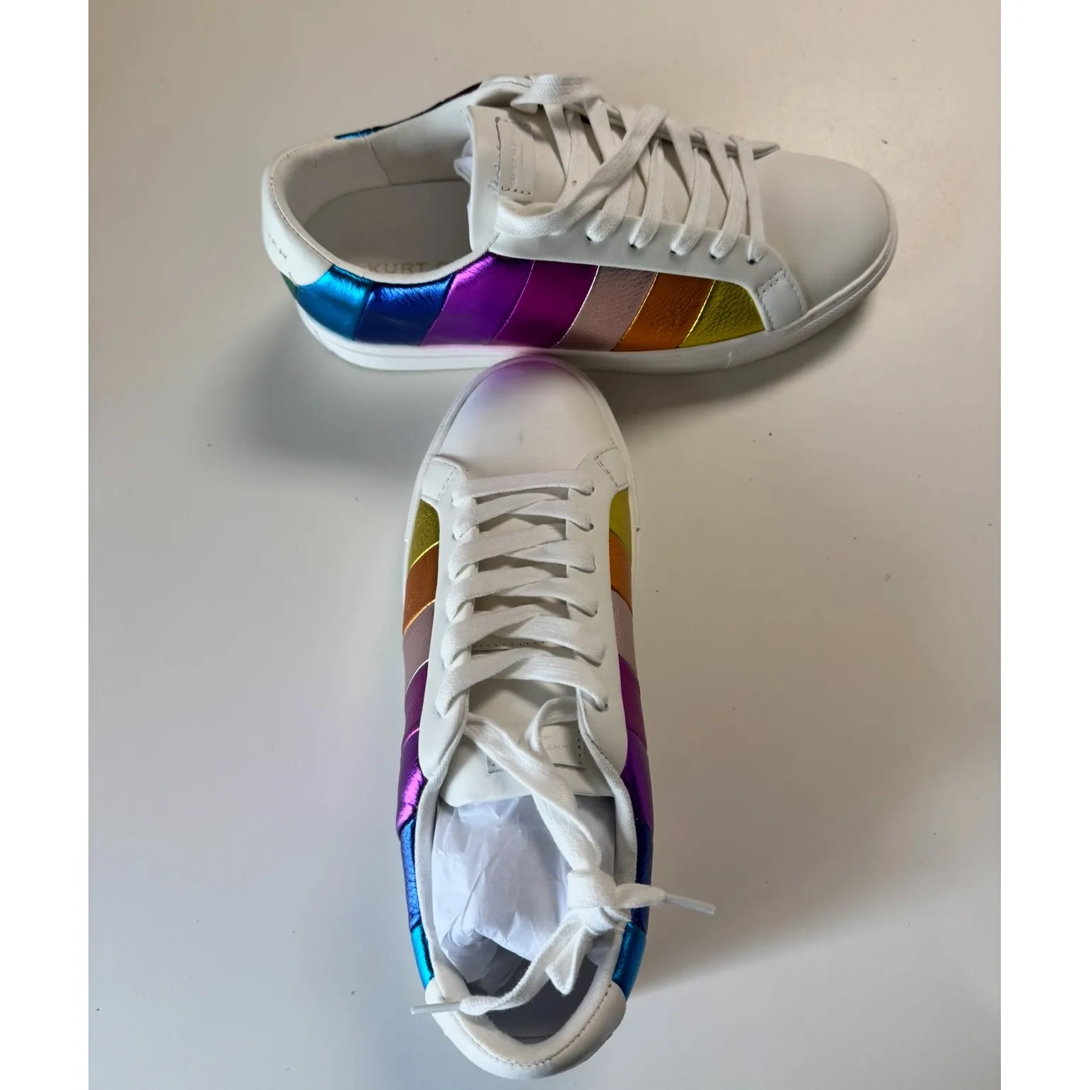 Kurt Geiger London Rainbow Sneakers White Leather Low Top Women Size 7.5 nobox‼️ - Image 6