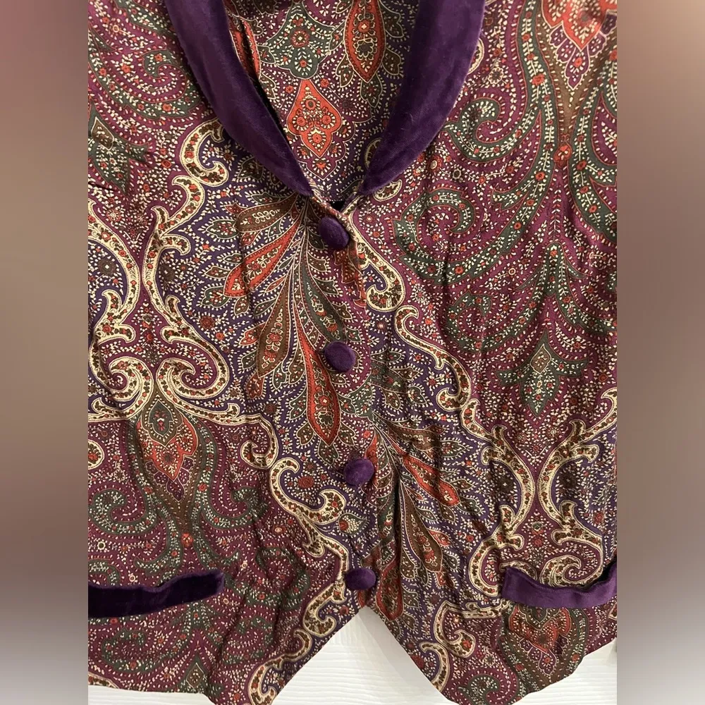 Karin Stevens 80s style long sleeve button up shirt with shoulder pads size 24WP - Image 2