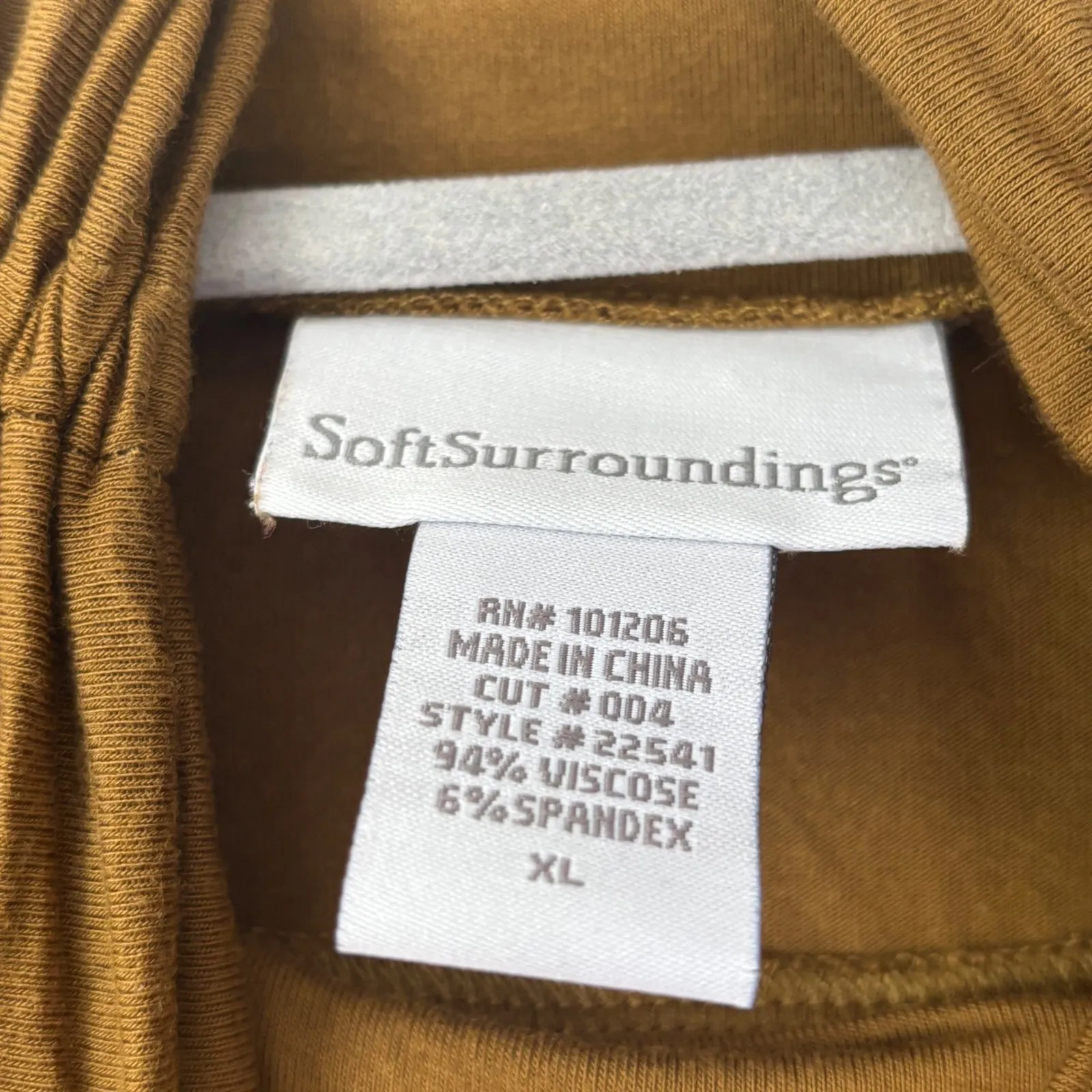 Soft Surroundings Olive Ruched Turtleneck Long Sleeve Top XL Classic Old Money - Image 2